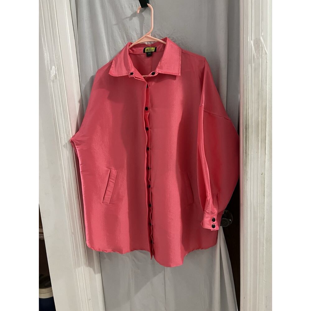 Love Highlight Hot Pink Black Snap Front Tunic Sz S/M